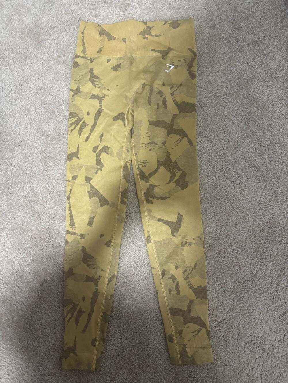 Gymshark Green Camo Glute Shaping Ribbed Leggings Womens XS